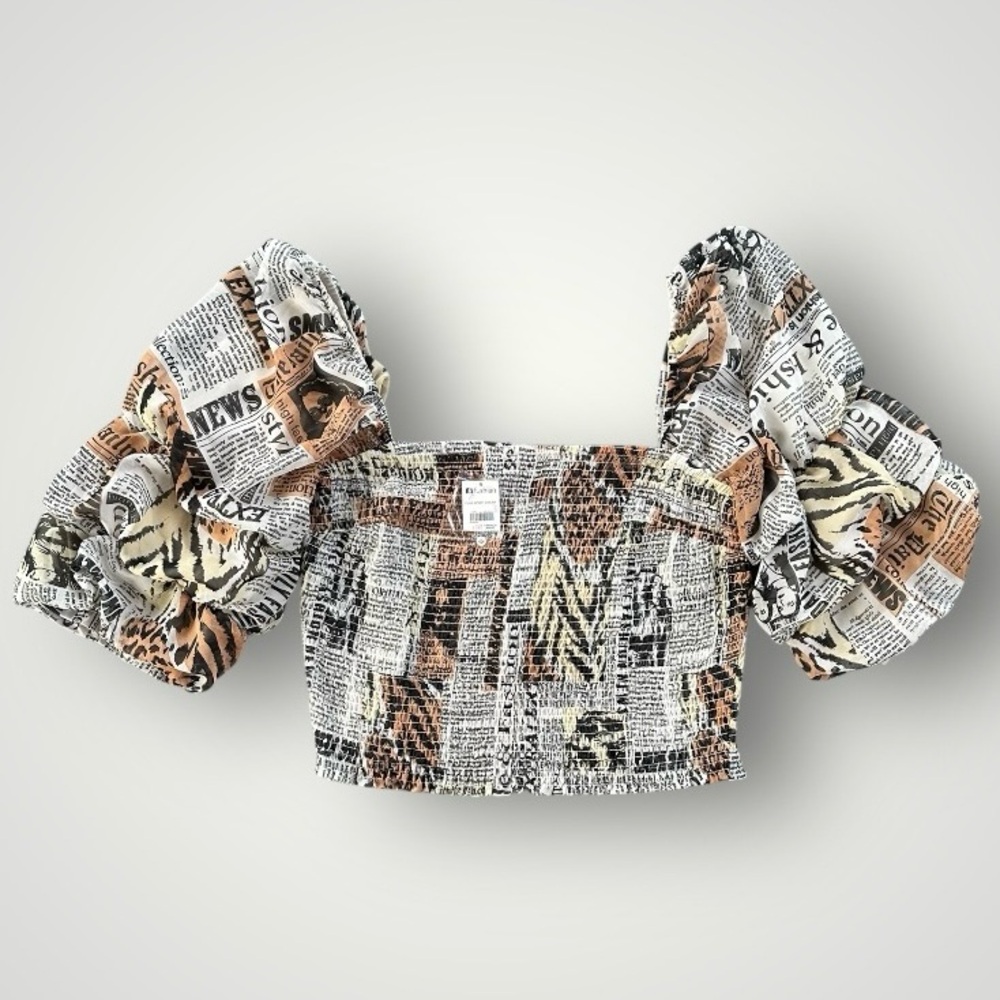 🎉5 for $45🎉 NWT Truth NYC top blouse shirt size 2X newspaper print